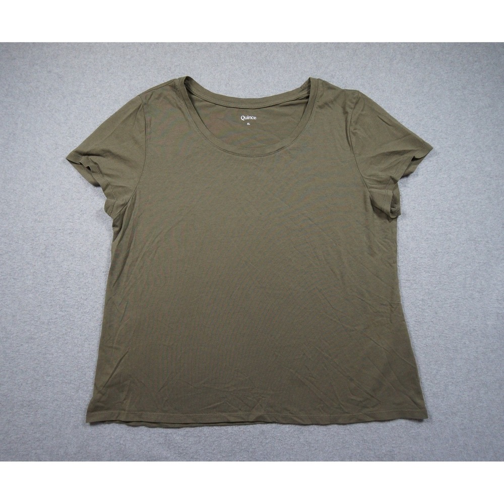 Quince Shirt Women XL Green Scoop Neck Short Sleeve Cotton Modal Casual Tee